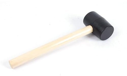 Rubber Hammer Mallet with Wooden Handle Straight Non Marking Soft Black Rubber Draper for Installation Marble Tile Nails Tent Pegs 25cm