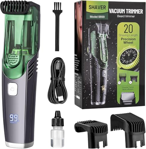 AUDOC Vakuum-Bartschneider für Männer, wiederaufladbarer Schnurrbart-Trimmer mit verstellbarem Kamm (1–20 mm)