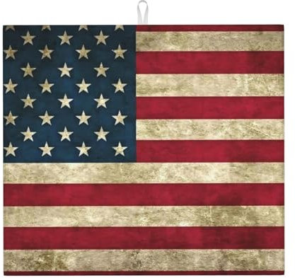 Abtropfmatte mit amerikanischer Flagge, für Küche, Kaffee, Küche, Geschirr, Abtropfmatte für Badezimmer, 40,6 x 45,7 cm