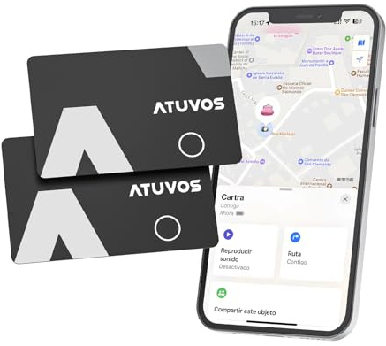 ATUVOS Air Tag Card Wallet Tracker Thin 1.6mm 2 Pezzo, Smart Tag compatibile con Apple Dov'è (solo iOS, Android non Supportato), Bluetooth Localizzatore per Valigie, Portafoglio, Borse, Bagagli.