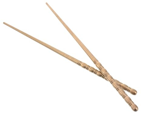 Handgefertigte Kupfer Essstäbchen, 1 Paar, Gold, Chinesisch | Teezeremonie und Kohleofen, Wiederverwendbar, Spülmaschinengeeignet, für Restaurants und Camping