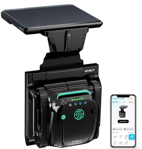 WYBOT S2 Solar Robot Piscine sans Fil, avec Plan De Nettoyage Intelligent, Nettoyage Partiel De Précision, Retour et Solaire Charge automatiques, Système d'adsorption 3D, Ideal for 300 m²(Noir)