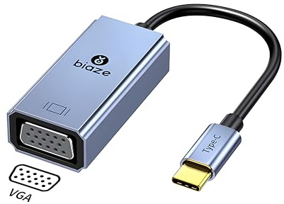 biaze ZH196 USB C auf VGA Adapter, Typ-C 3.1 auf VGA Konverter, Full HD Typ C zu vga Kompatible with iPhone 15 Plus Pro Max,MacBook Air 2022,iPad,iMac,Samsung Galaxy Tab,Dell XPS, Surface