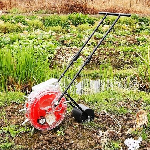 Asiwnshw Garden Seeder, Manual Seeder and Fertilizer Applicator, Hand-Push Roller Seeding Seeder Spreader, Row Planter Corn Planter Seeder for Soy Peanut Corn Cotton Soybean(9 Mouths)