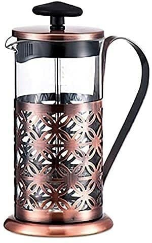 GLJTUO Cafetière À Piston, Machine À Expresso pour Cuisinière, Cafetière Moka Et Théière en Acier Inoxydable, Conception De Filtre À Trois Couches, Filtre Amovible, Cafetière Manuelle,