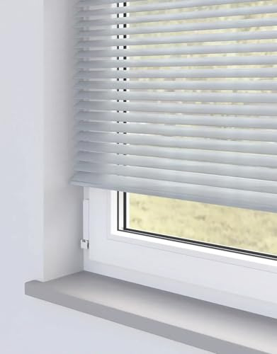 Made to Measure Faux Wood Venetian Blinds – 50mm Slats – Flame Retardant & Moisture Resistant – Cord Operated – PVC Slats – White, Grey, Nigra, Night Fall – Custom Window Blind (White Grain)