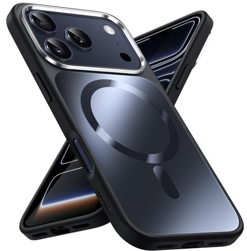 JETech Magnetische Hülle für iPhone 17 Pro, Schwarz | Kompatibel mit MagSafe, Metallische Matte Oberfläche, Galvanisierter Handyhülle, Schlanker Stoßschutz