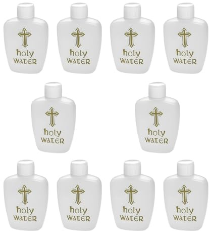 Bottiglie di acqua santa cattolica per regali religiosi e viaggi, 10 pezzi, design a croce dorata, bottiglie di vetro in plastica per acqua santa, sfuse