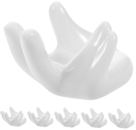 AUTSUPPL Portauova in Ceramica a Forma di Mano per Uova Sode ed Esposizione Pasquale, Set da 6 Pezzi, Decorazione per Tavola della Colazione e Festa di Pasqua
