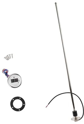 A ABSOPRO Sensor de Nivel de Combustible con Medidor de Combustible para Coche Barco Marino Camión Caravanas Metal Tono Plateado Blanco, 0-190 ohm 850mm Reemplazo artículo