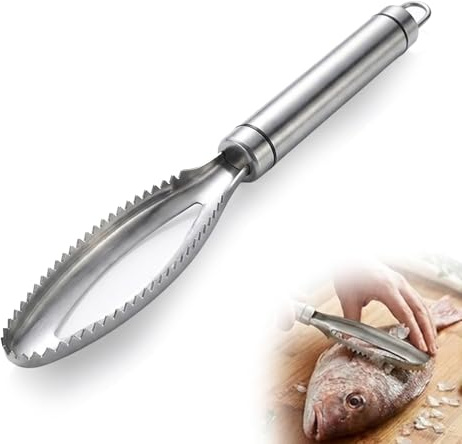Wcawnlt Ecailleur Poisson Pro en Acier INOX 304, Ecailleur à Poisson 2-en-1 avec Pince à Désarêter Le Poisson, Idéal pour la Cuisine Familiale, Les Restaurants et Les Pêcheurs ﻿