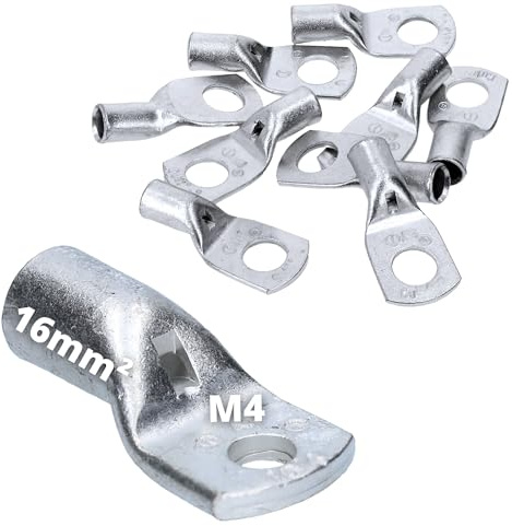 Cembre 10x A3-M4 Rohrkabelschuh 16mm² M4 Kupfer - Unisolierte Ringösen | 10 Stück Set aus elektrolytischem Kupfer verzinnt - Passend für 16 qmm Querschnitt - Hochwertige Verbinder für Kabel
