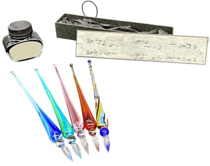 Glasfeder Schreibfeder mit Schachtel/Tinte Handarbeit