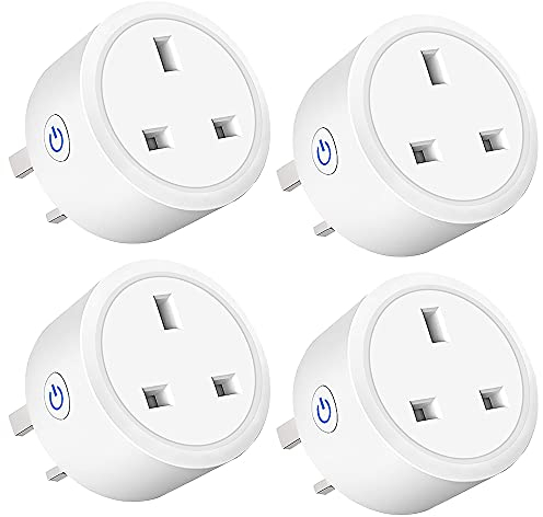 Smart Plug WiFi Socket Monitor Timing Function Tuya SmartLife APP Control Works with Amazon Alexa (Echo, Echo Dot), Google Home, IFTTT, Smart Socket, Remote Control 16A Power Smart Plug (4PACK)