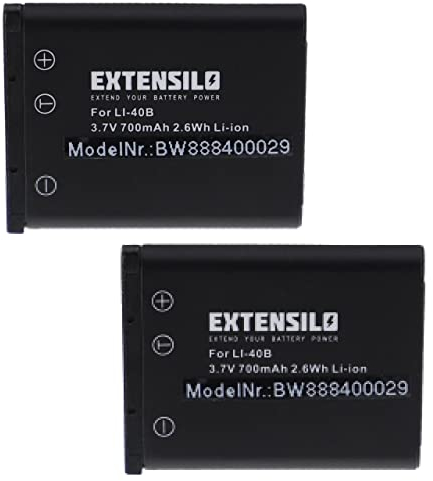 EXTENSILO 2X Akku Ersatz für Fuji/Fujifilm NP-45, NP-45A für Kamera (700mAh, 3,7V, Li-Ion)
