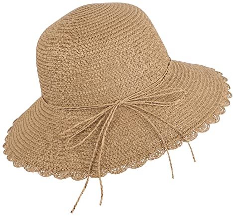 XGOPTS Sonnenhut Stylisch Sommerhut mit Schleife Strohhut Damen Mädchen Strandmütze Elegant Damenhut Faltbar Atmungsaktiv Freizeithut Breite Krempe Strandhut Sonnenschutz Retro Urlaub Strand
