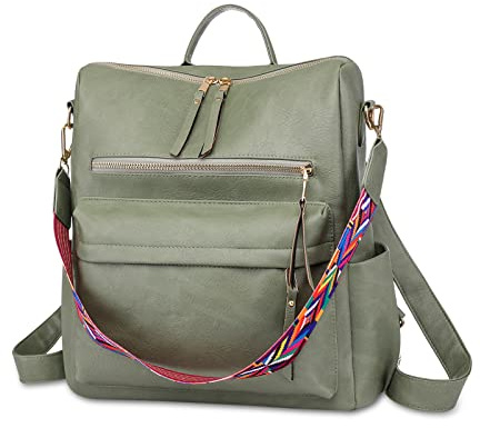 Ergocar Sac à Dos Femme, Femme Anti-vol Sac à Main Imperméable avec Plusieurs Poches, Mode Décontracté Dames Sacs à Bandoulière avec Bandoulière Amovible et Réglable, pour Voyage, École et travail