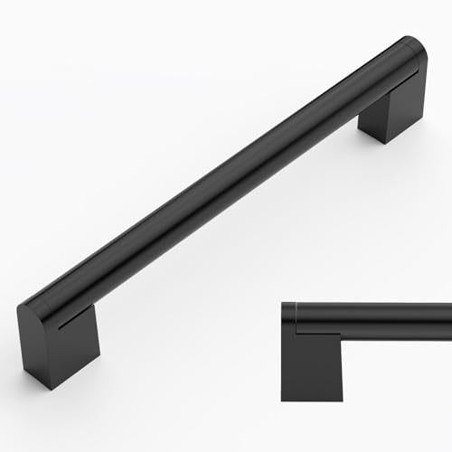 Amerdeco 10 Stück Möbelgriffe Edelstahl Schwarz 160mm Lochabstand Schrankgriffe für Küche, Schubladen & Kleiderschrank UK0038
