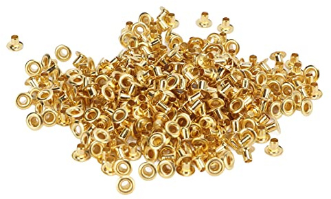 Leder Nieten, 500 Stück Hohle Nieten, Gold Doppelseitige Öse Hohlniete Runde Metallösen Schraubnieten für DIY Kleidung Tasche Vorhänge Gürtel Schuhe Herstellung Druckguss (3.5mm)