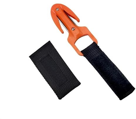 pistro Coupe-ligne double sécurité pour plongée et surf | Poignée en polypropylène + gaine | Lame en acier au carbone pour plongée sous-marine, filets de pêche – Orange