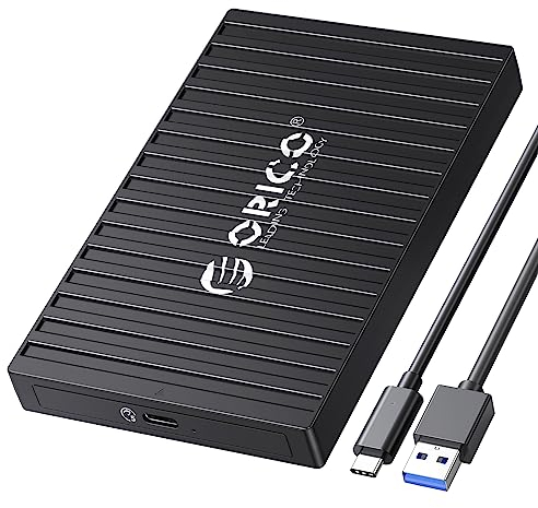 ORICO Case Hard Disk 2.5 Pollici USB 3.1 a SATA SSD HDD Custodia Disco Rigido Esterno per 7mm e 9,5 mm, Supporto UASP TRIM,Senza Attrezzi,Nero(9625-C3-BK)