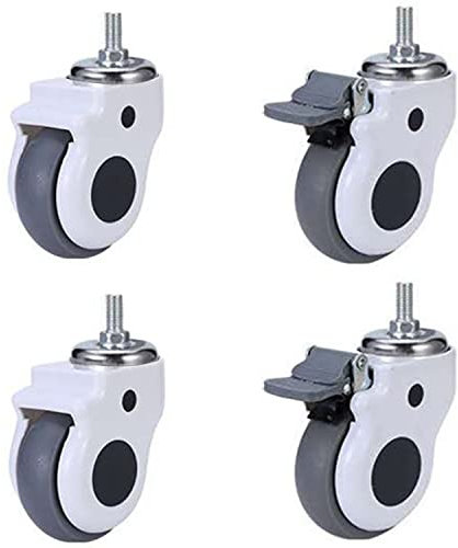 Ruota girevole mobile da 75 mm/100 mm, rotelle per attrezzature mediche con stelo filettato (M12x26/30 mm), ruote mute per letti di cura/carrello