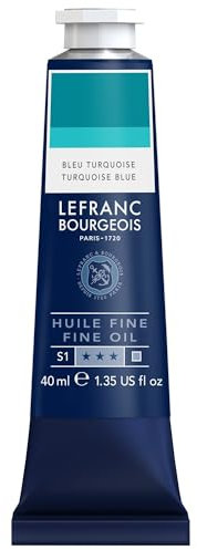 Lefranc Bourgeois 301777 Feine Ölfarbe in hervorragender Qualität,lichtecht mit gleichmäßige Konsistenz, 40ml Tube, ideal für Keilrahmen, Leinwand, Malkarton - Cölinblau Farbton