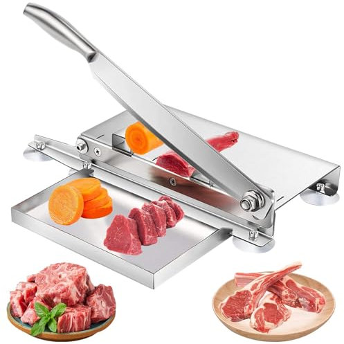 WADPP Manual Bone Meat Cutter, Stainless Steel Ribs Chopper, Home Commercial Food Slicer Machine, for Cooking, Fish, Chicken, Beef, Frozen Meat, Vegetables,M