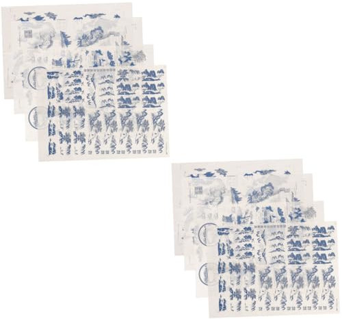 Gadpiparty 2 Sätze Blaue Und Weiße Aufkleber Ton Abziehbilder Mit Porzellanglasur Unterglasur Aufkleber Unterglasur-Keramik-Transfer Überweisen Papier 4 Blätter * 2