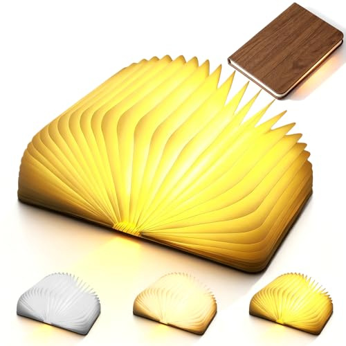 Lampe Livre Led Pliante En Bois, 3 Couleur Rechargeable Livre Lampe Pliante, Lampe Livre En Bois, Mini Led Lampe De Lecture Magnétique Pour Décoration Maison & Bibliothèque