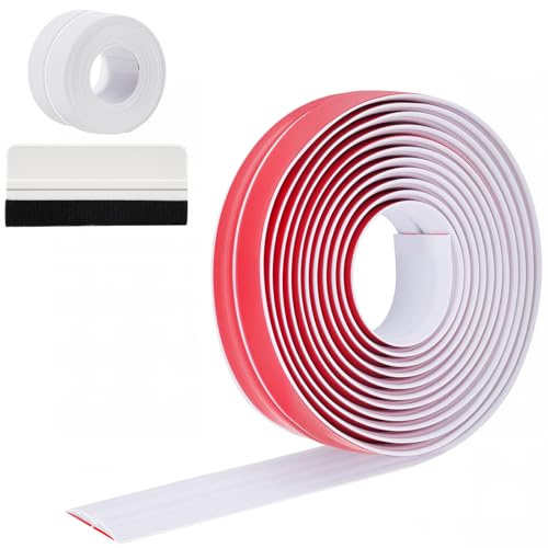 Baguettes de protection des bords autocollantes, blanches, flexibles, faciles à découper, pour cuisine, portes, fenêtres, murs, carrelage et coins - 5 m x 4 cm