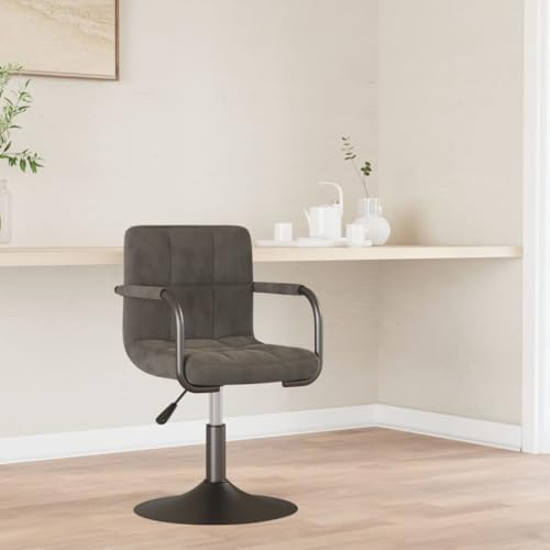 Frdhee Silla de bar para tocador, taburete de bar, silla cosmética de terciopelo gris oscuro para cocina, sala de estar, comedor