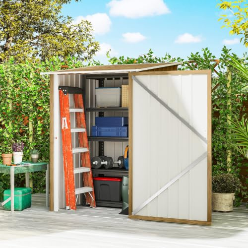 Outsunny Caseta de Jardín Exterior 0,92 m² 100x103x160 cm Marrón Claro