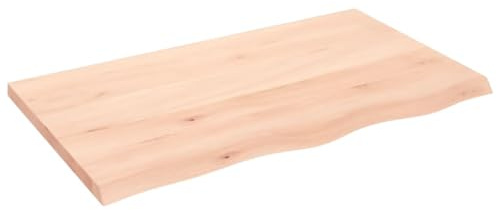 Mhdvray Wandregal 100x60 cm Eiche Massivholz Unbehandelt - Rustikales Wandboard mit Naturkante - Massives Holzregal für Badezimmerablage, Schreibtischplatte & DIY Tischplatte