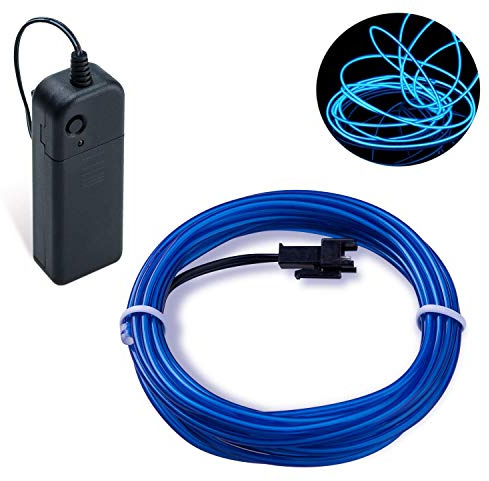 COVVY Wasserdicht Flexibel 3M 9 FT Neon Beleuchtung Lichtschlauch Leuchtschnur EL Kabel Wire mit 3 Modis für Disco Party Kinder Halloween Kostüm Kleidung Weihnachtsfeiern (Blau, 3M)