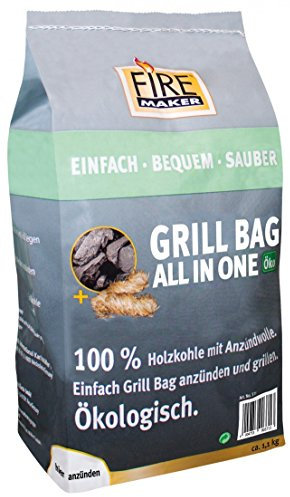 Charbon de bois 1,1 kg - Sac de barbecue tout-en-un - Laine de bois - Charbon de bois - Barbecue - Écologique