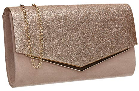 SwankySwans Janey Clutch mit glänzendem Umschlag, nude, One Size