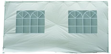 Seitenplane für Zelt 3x4 Meter, PE Weiss mit Fenstern