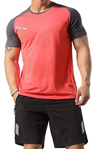 Hommes Exercer Respirant Et Confortable Le Muscle Courir Chemise Exercer Séchage Rapide Vêtements De Sport Orange XL