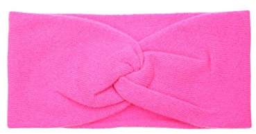 Zwillingsherz Stirnband aus 100% Kaschmir - Hochwertiges Strick-Kopfband im Uni Design für Damen Frauen Mädchen - Wolle - Ohrenschutz - Haarband - warm und weich für Frühjahr Herbst und Winter - pink-
