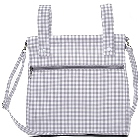 Baumwolle Geruit Einkaufstasche für Kinderwagen - Kinderwagentasche - Kinderwagen Organizer Tasche Brotkasten - Nenel (Grau)