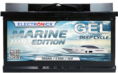 Gel Batterie 12V 100Ah Marine Solarbatterien GEL-Technologie 12V Akku Solar, Solarbatterie Bootsbatterie Battery Wohnmobile, Wohnwagen, Camping 100 Ah