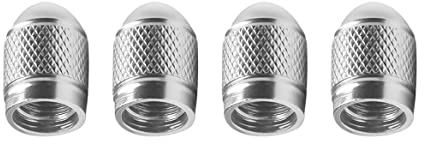 Marcraft Ventilkappen aus Metall, silberfarben, 4 Stück, universell für Autos, SUVs, Fahrräder, Motorräder, LKWs | Gummi luftdichte Dichtung | Aluminiumlegierung | zum Anschrauben