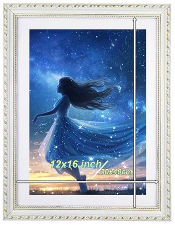 Betionol Diamond Painting Frames Fit For 30x40cm/12x16in Diamond Art Pictures or Family Photos, New Narrow Edge With Special Pattern Plaster Wood Frame For Wall Mount Photo Decoration