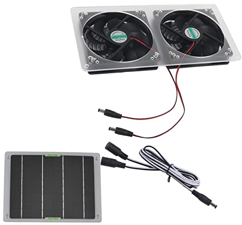 Solarpanel Lüfter Kit, 100 W 12 V Dual Solar Abluftventilatoren mit Solarpanel, Wasserdichter Solarbetriebener Gewächshausventilator für Kleine Hühnerställe, Schuppen, Kriechkeller, Haustierhäuser