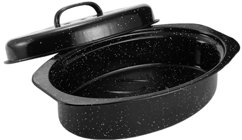 Ovaler Bräter mit gewölbtem Deckel, emailliert, 33 cm, für 3,2 kg Truthahn, Huhn, Lamm, Gemüse