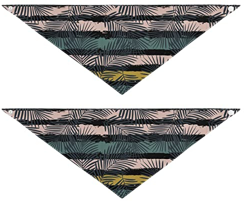 2 Stück Hundehalstücher Haustier Bandana Schal Druckknopf Dreieck Lätzchen Halstuch Set Haustier Urlaub Zubehör Dekor für kleine bis große Welpen Hunde Katzen, kleine tropische Boho-Muster