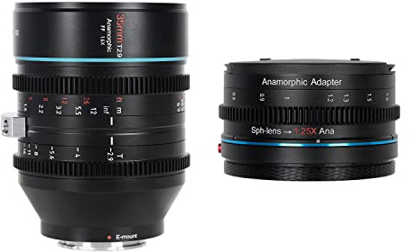SIRUI Kit d'objectifs anamorphes T2.9 1.6X Plein Format 35 mm avec Adaptateur amorphe 1,25x (Monture E)