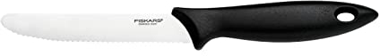 Fiskars Tomatenmesser, Essential, Gesamtlänge: 23 cm, Edelstahl / PP-Kunststoff, Schwarz, 1065569