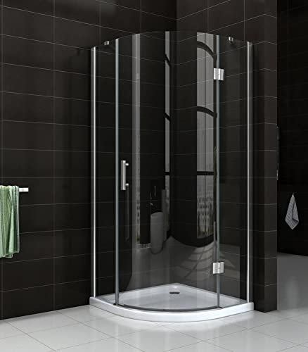 Saqu Turn Duschkabine viertelrund mit rechter Tür 90x90x200cm Nanoglas/Chrom